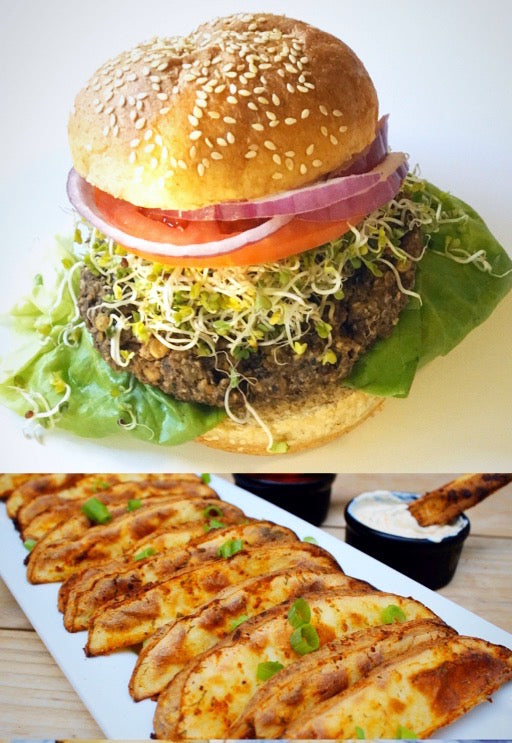 Quinoa Pesto Burgers and Oven Baked Crispy Fries – PlantPure Nation